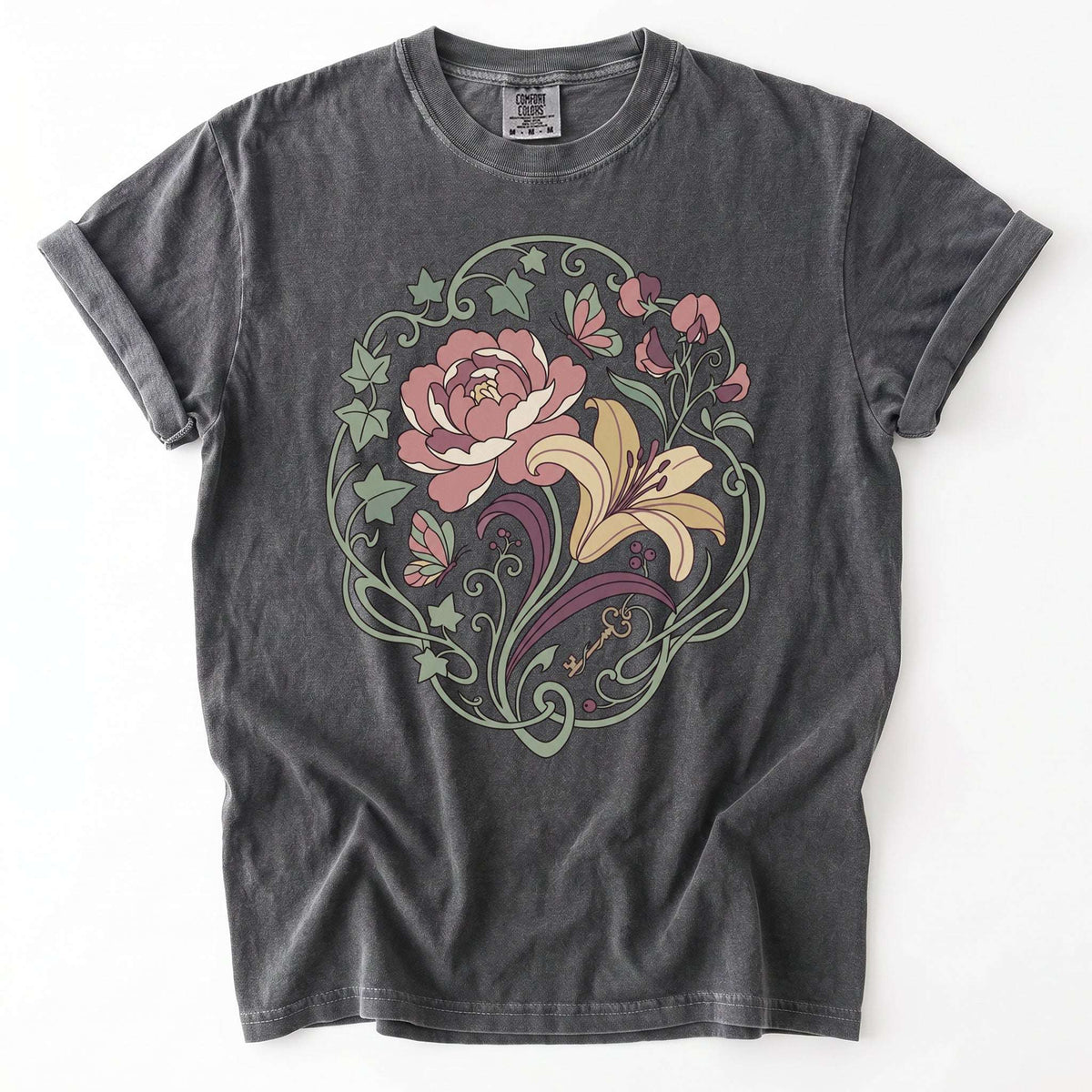 Art Nouveau Secret Garden Vintage Washed T-Shirt