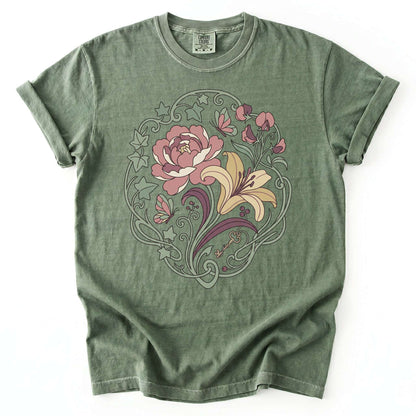 Art Nouveau Secret Garden Vintage Washed T-Shirt