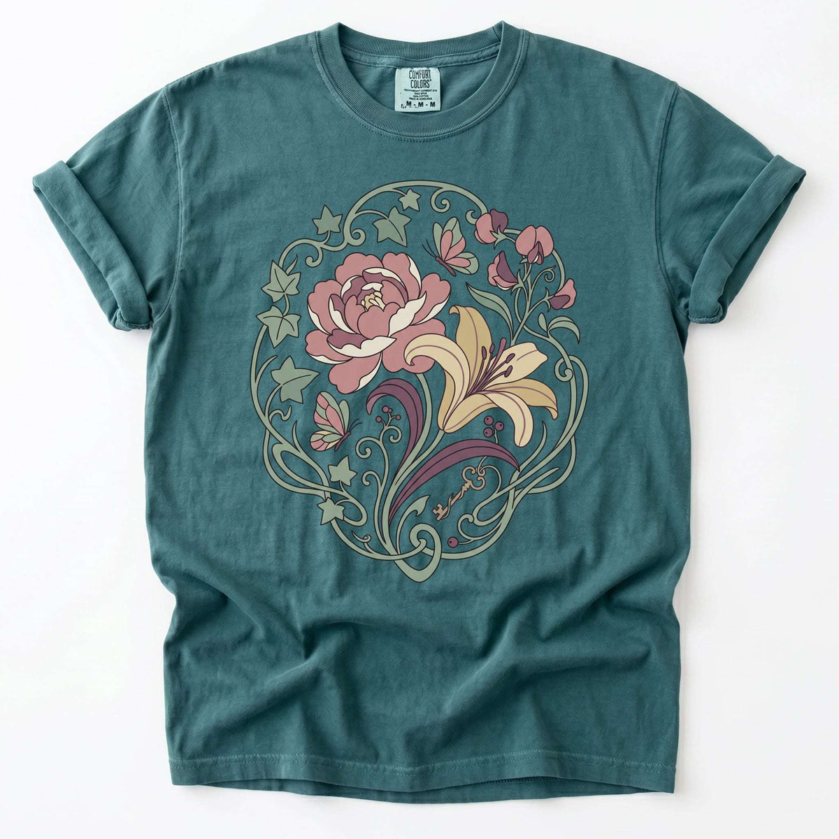 Art Nouveau Secret Garden Vintage Washed T-Shirt