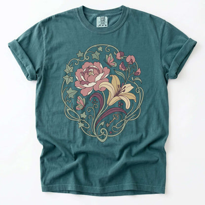 Art Nouveau Secret Garden Vintage Washed T-Shirt