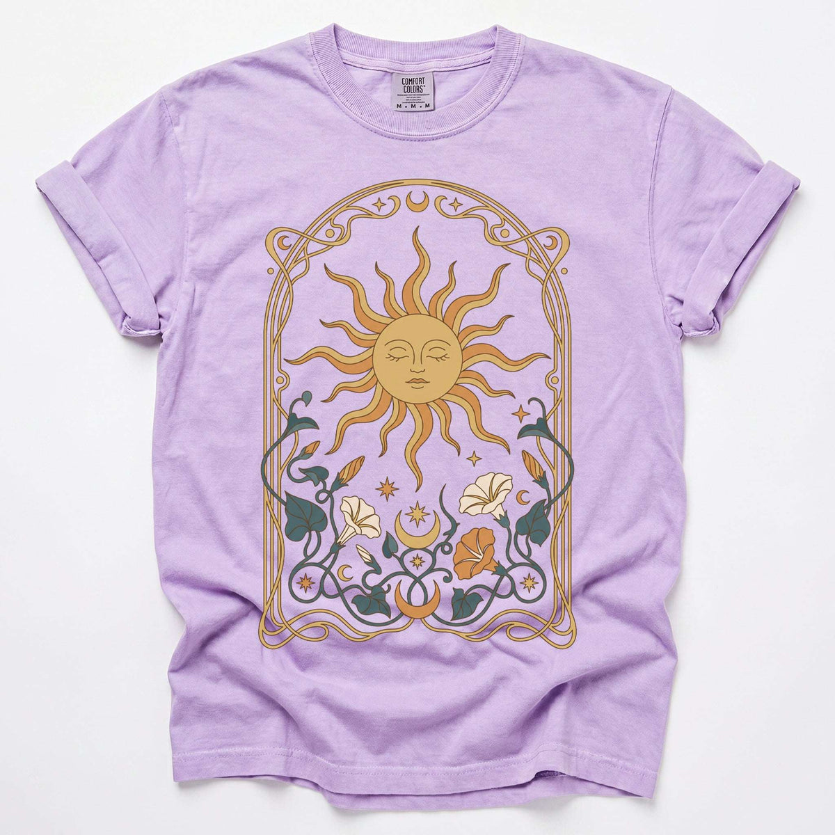 Art Nouveau Sleeping Sun Vintage Washed T-Shirt