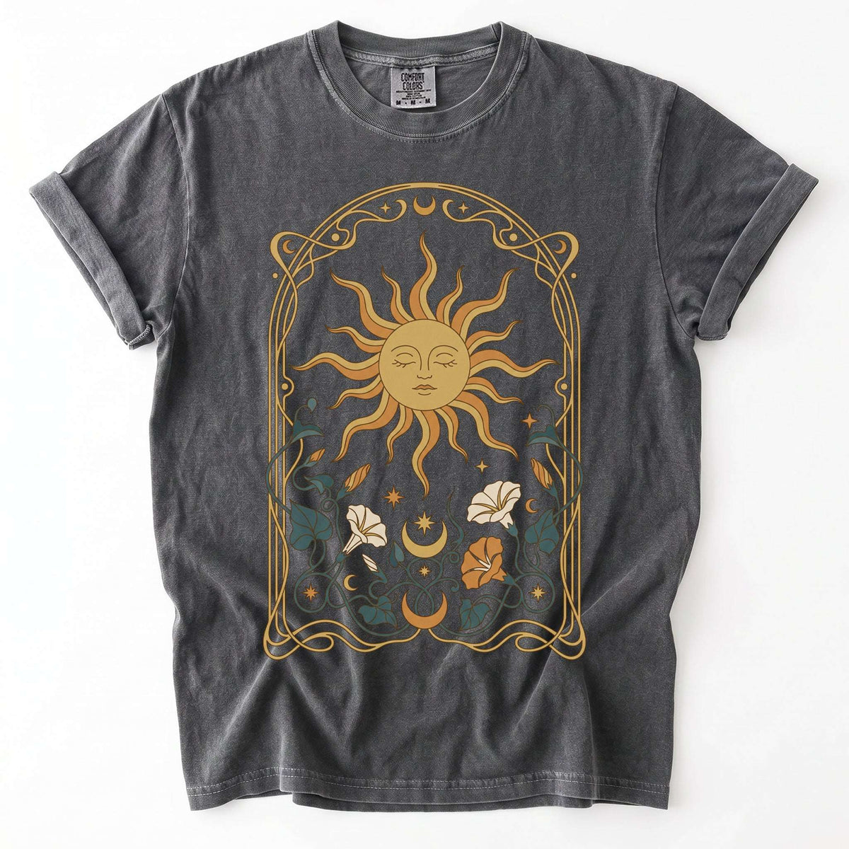 Art Nouveau Sleeping Sun Vintage Washed T-Shirt