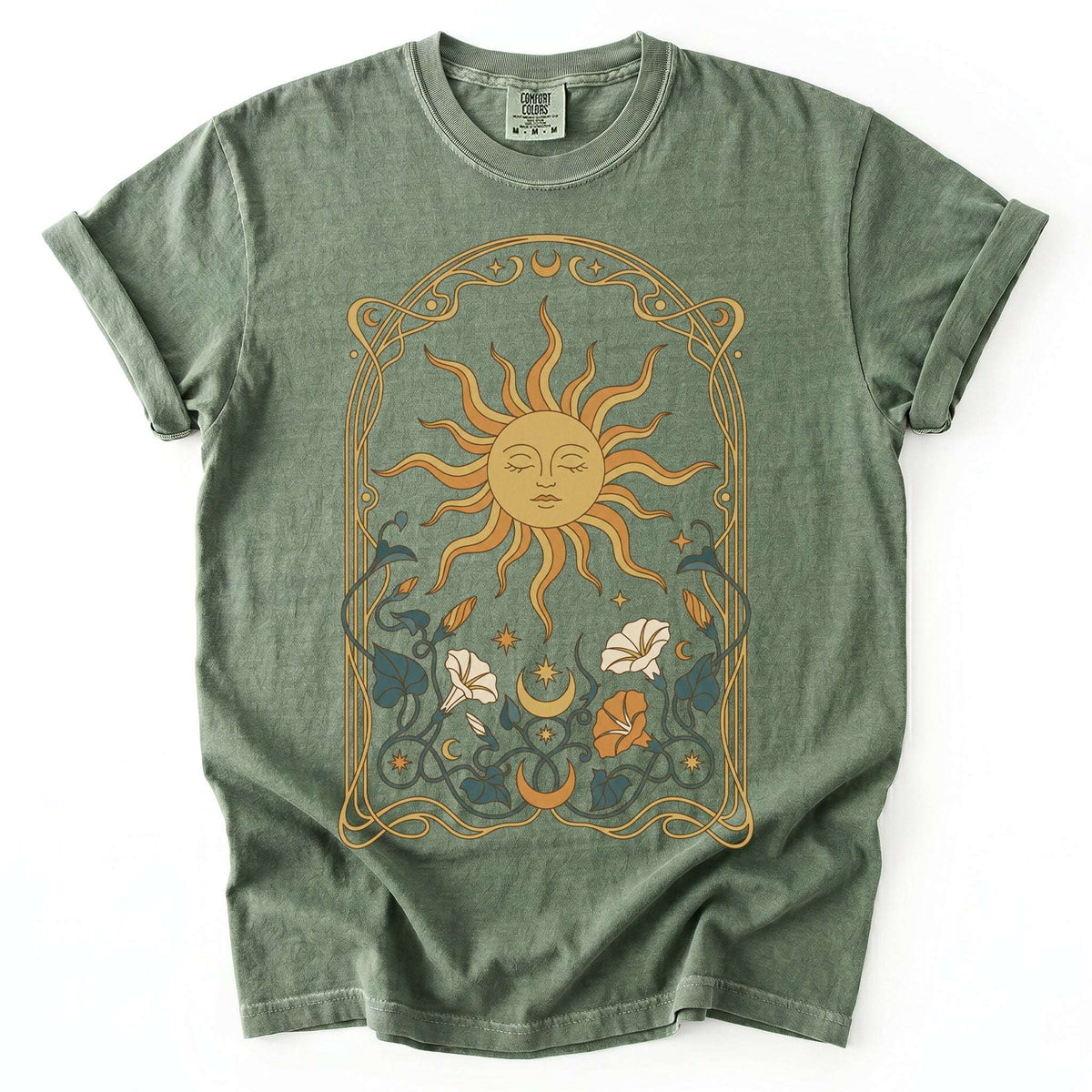 Art Nouveau Sleeping Sun Vintage Washed T-Shirt