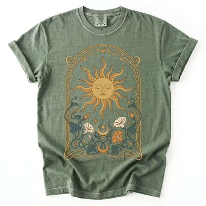 Art Nouveau Sleeping Sun Vintage Washed T-Shirt
