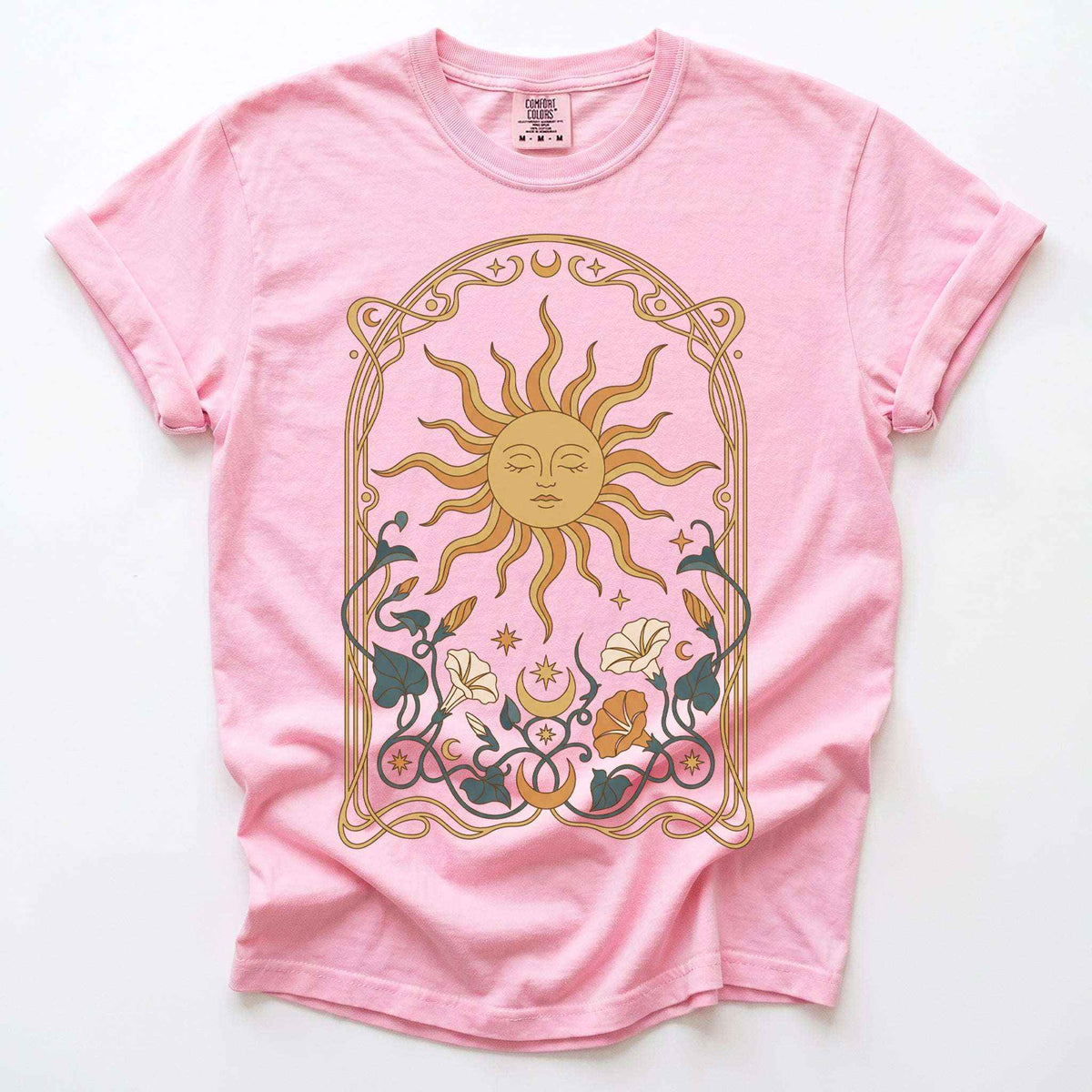 Art Nouveau Sleeping Sun Vintage Washed T-Shirt