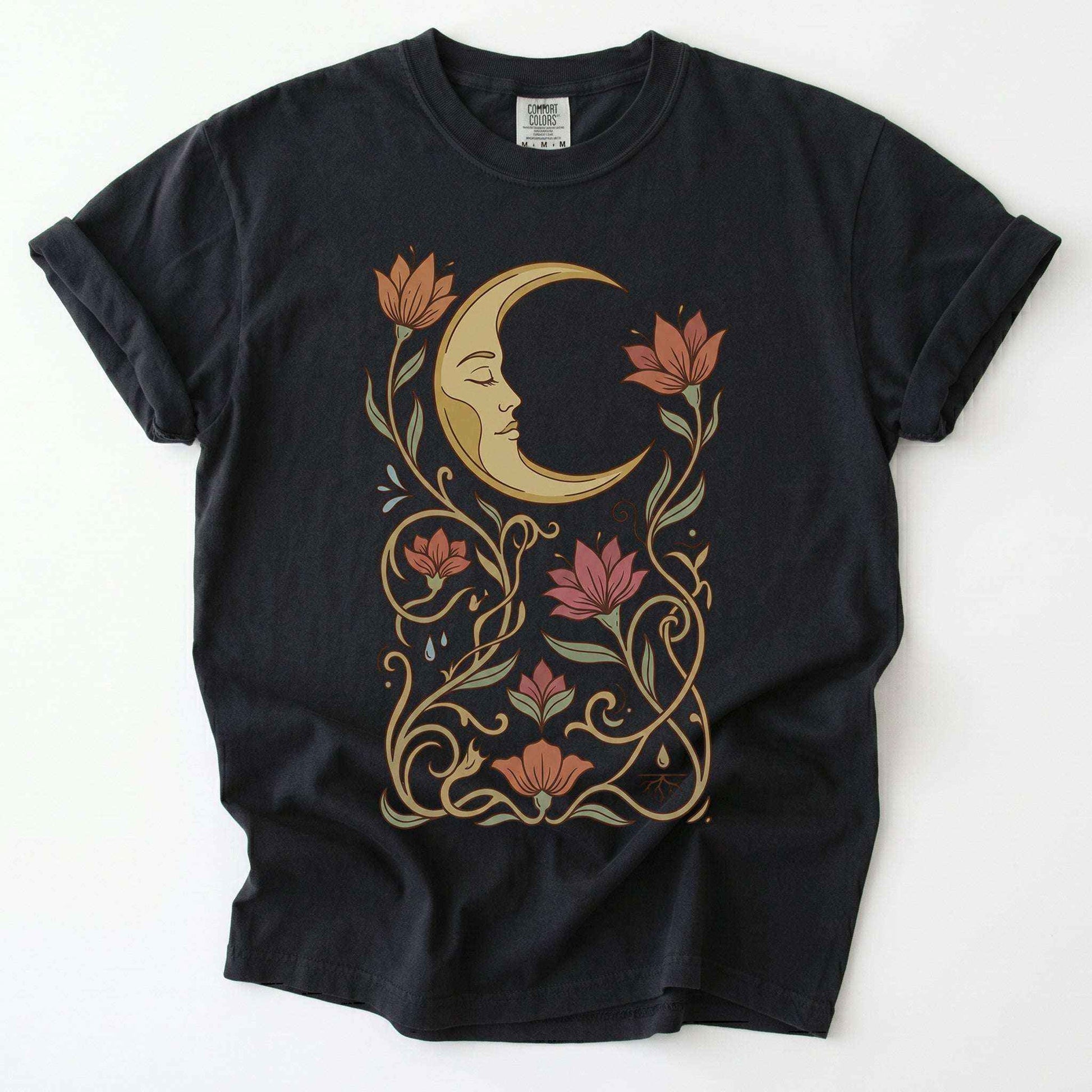 Art Nouveau Slumbering Moon Vintage Washed T-Shirt
