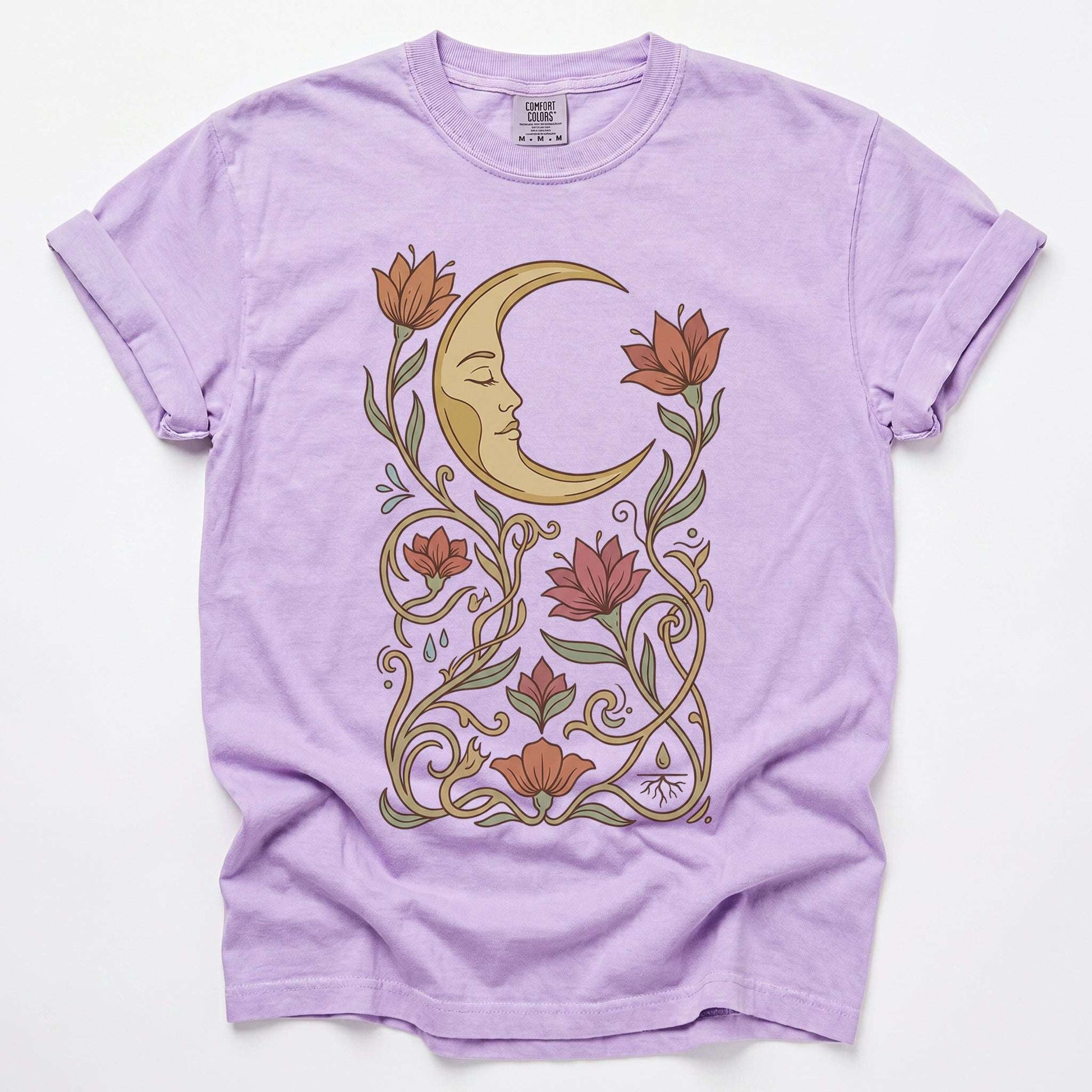 Art Nouveau Slumbering Moon Vintage Washed T-Shirt