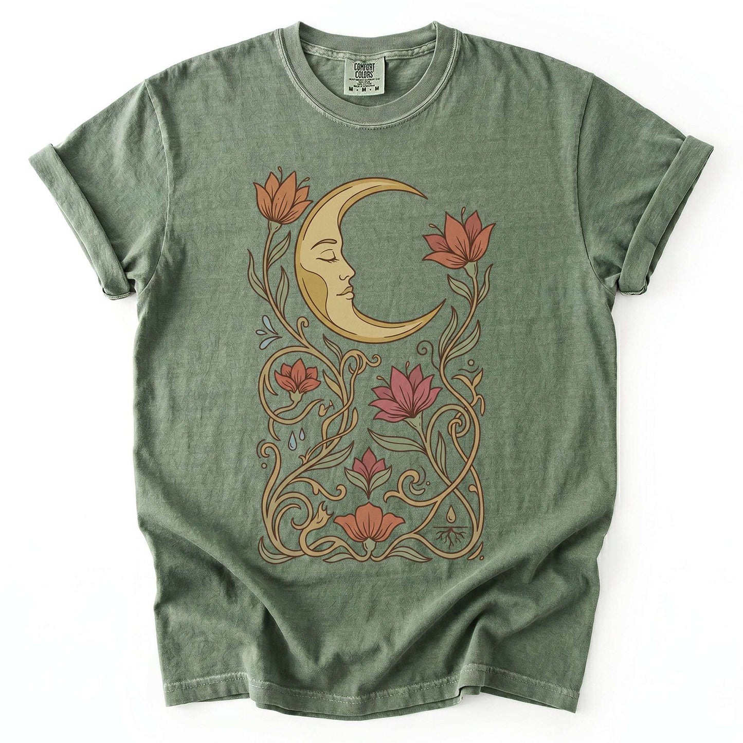 Art Nouveau Slumbering Moon Vintage Washed T-Shirt