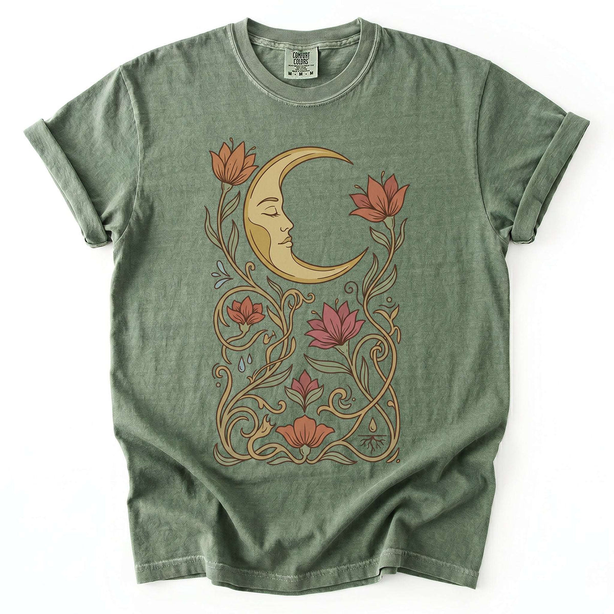 Art Nouveau Slumbering Moon Vintage Washed T-Shirt