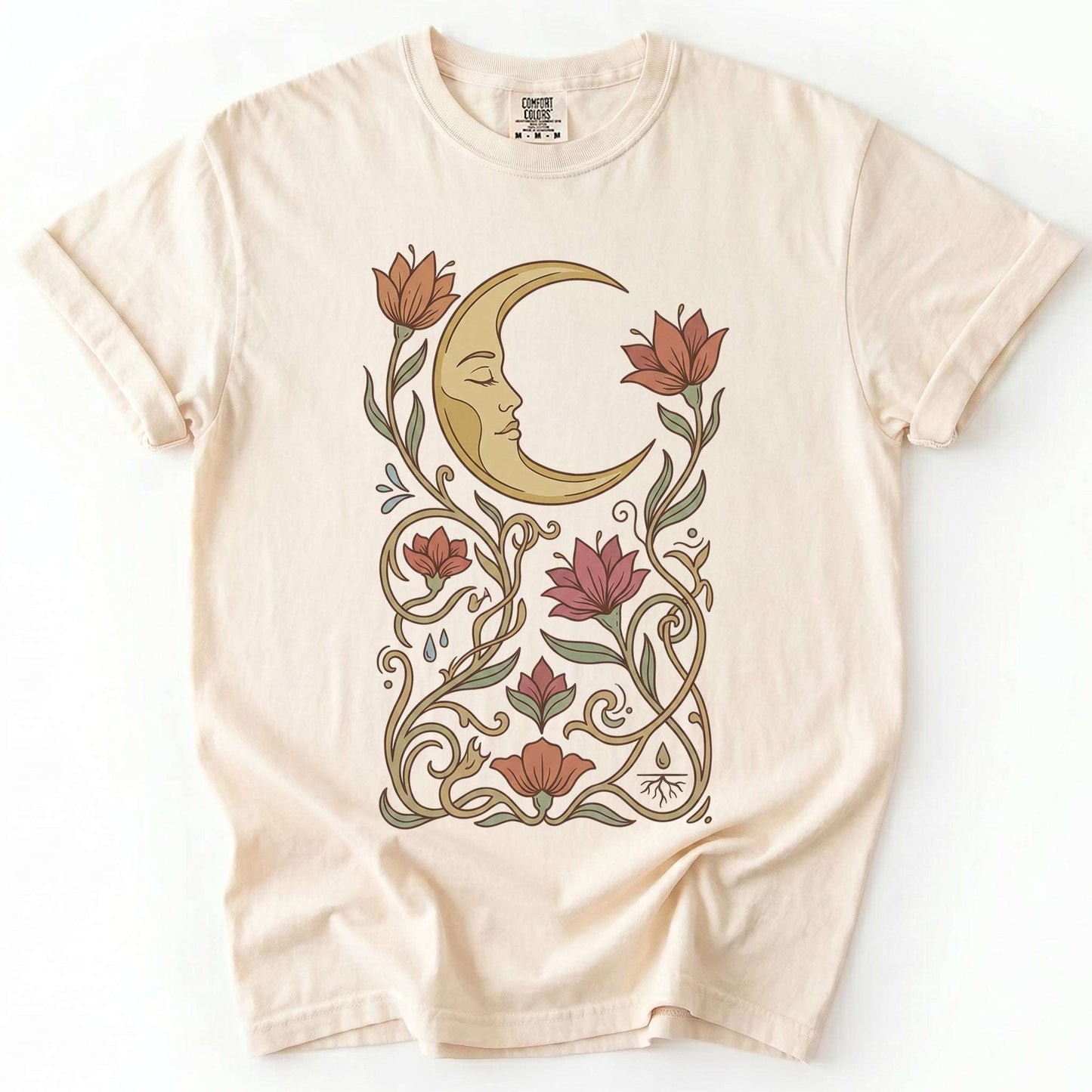 Art Nouveau Slumbering Moon Vintage Washed T-Shirt