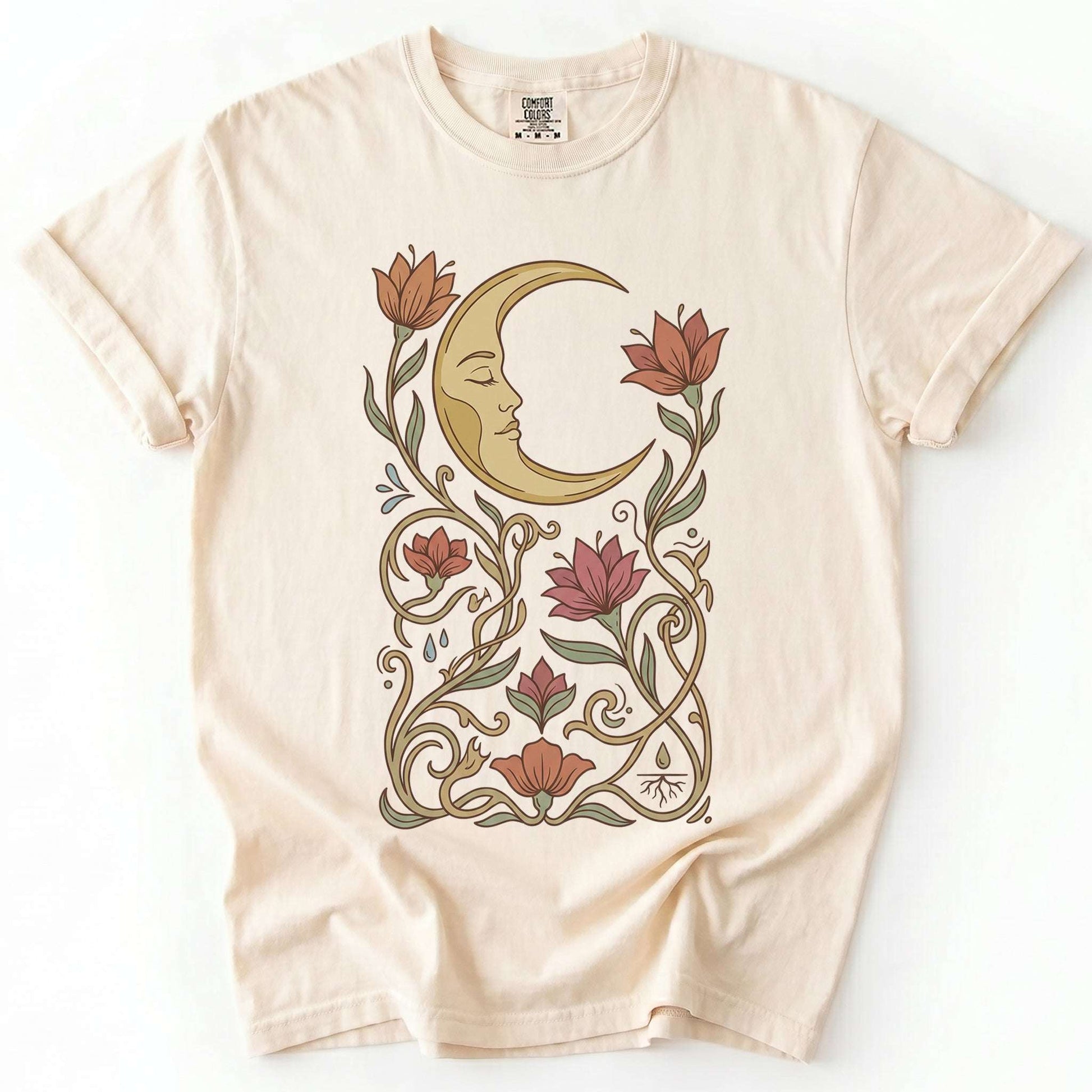 Art Nouveau Slumbering Moon Vintage Washed T-Shirt