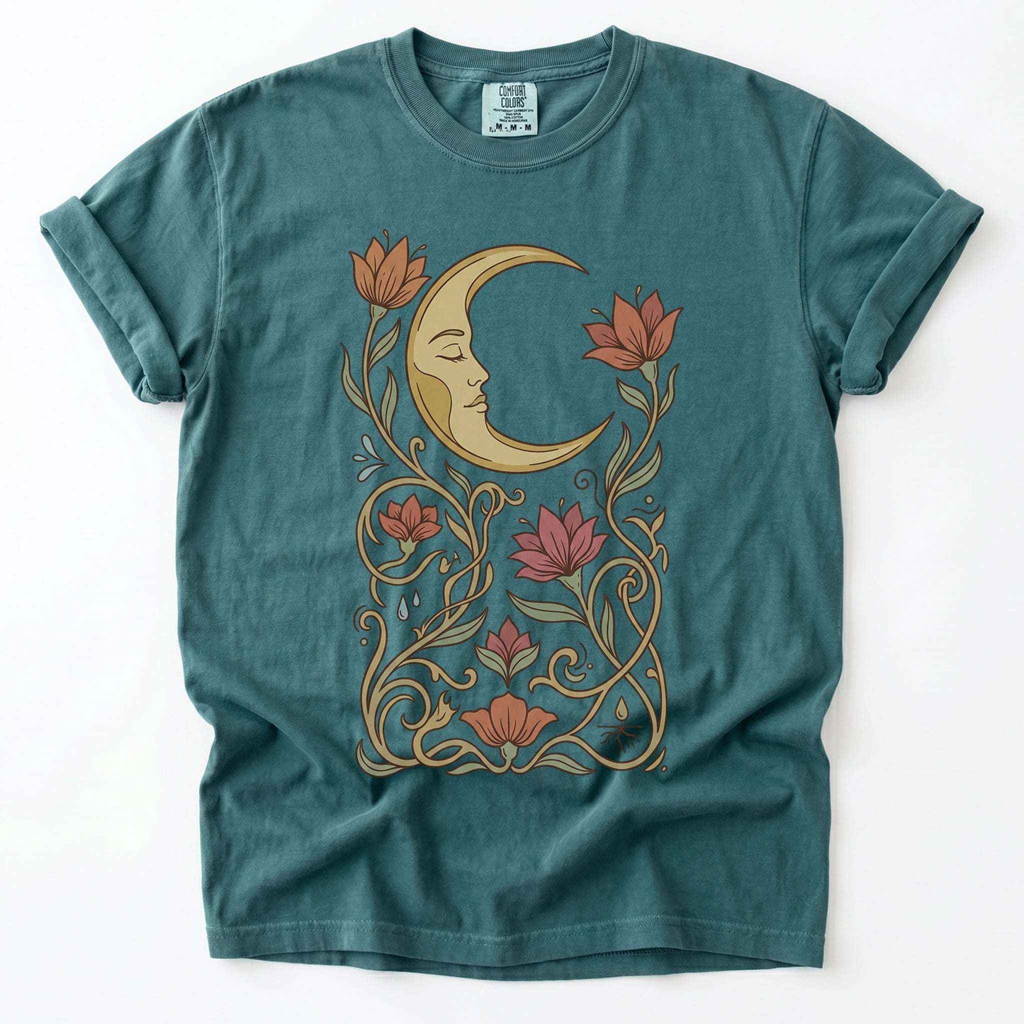Art Nouveau Slumbering Moon Vintage Washed T-Shirt