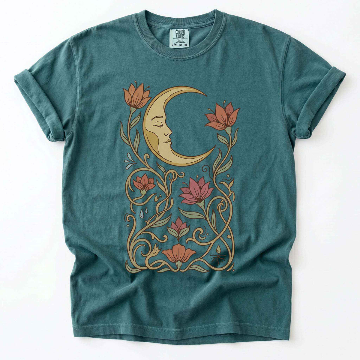 Art Nouveau Slumbering Moon Vintage Washed T-Shirt
