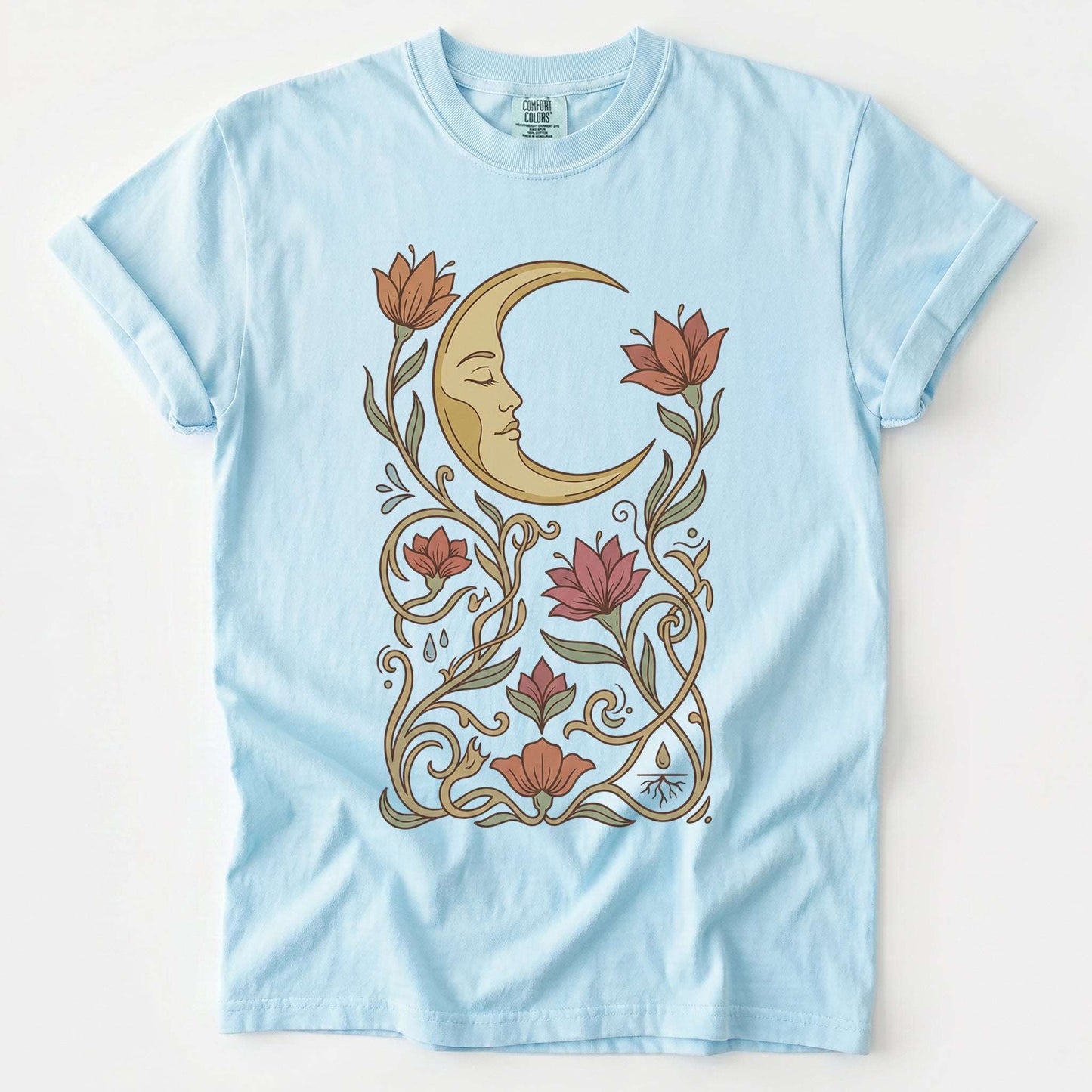 Art Nouveau Slumbering Moon Vintage Washed T-Shirt