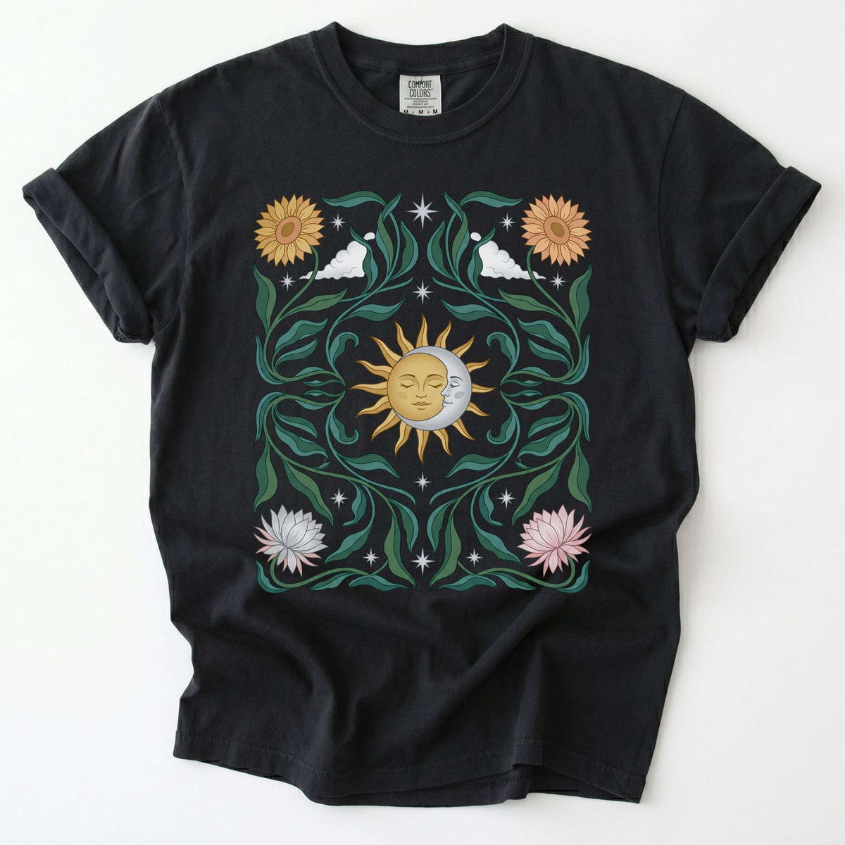 Art Nouveau Sun & Moon Vintage Washed T-Shirt
