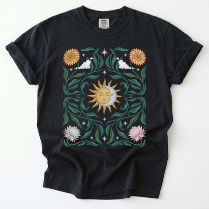 Art Nouveau Sun & Moon Vintage Washed T-Shirt