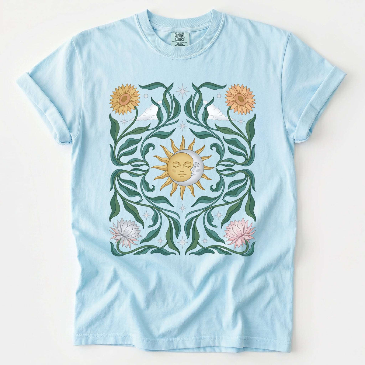 Art Nouveau Sun & Moon Vintage Washed T-Shirt