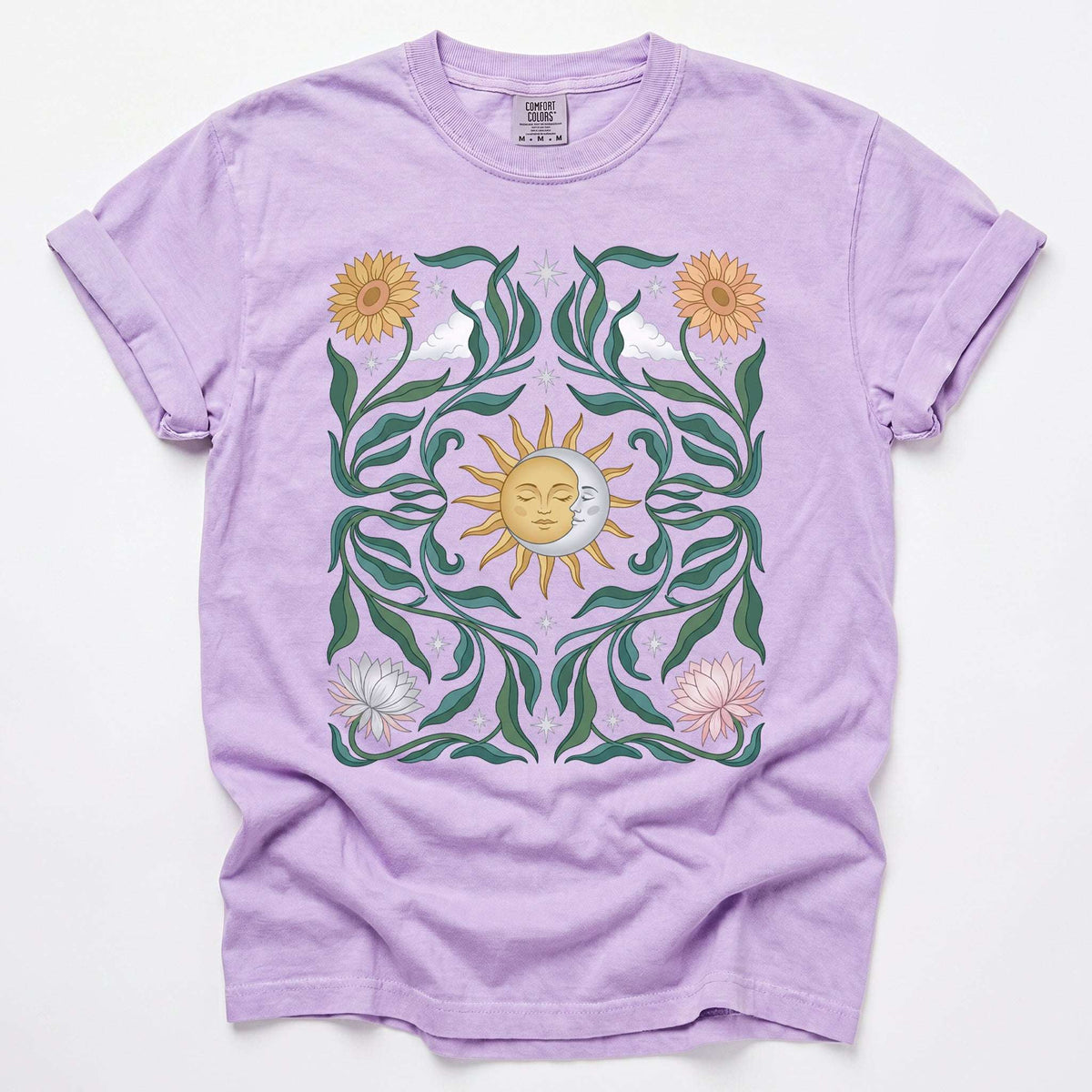 Art Nouveau Sun & Moon Vintage Washed T-Shirt