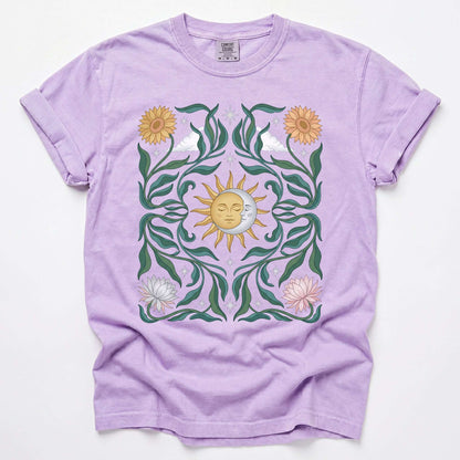 Art Nouveau Sun & Moon Vintage Washed T-Shirt