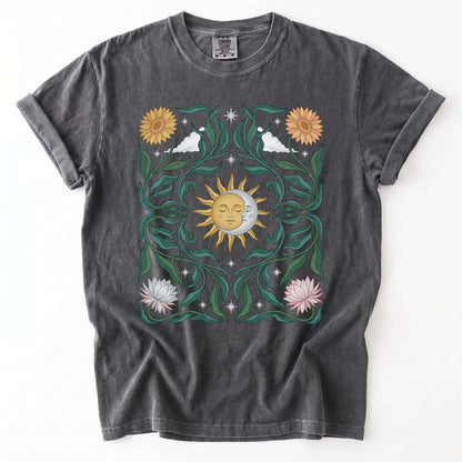 Art Nouveau Sun & Moon Vintage Washed T-Shirt
