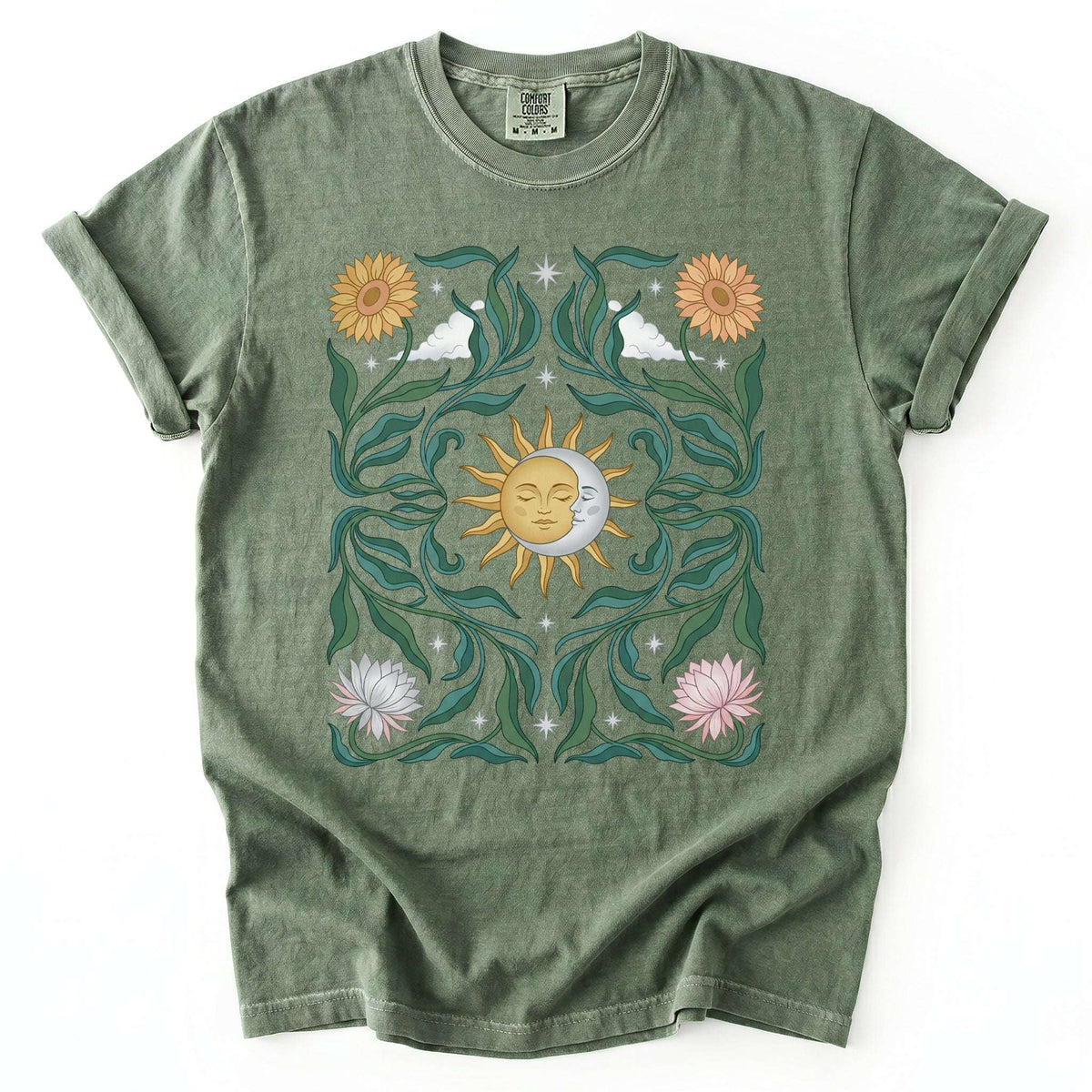 Art Nouveau Sun & Moon Vintage Washed T-Shirt