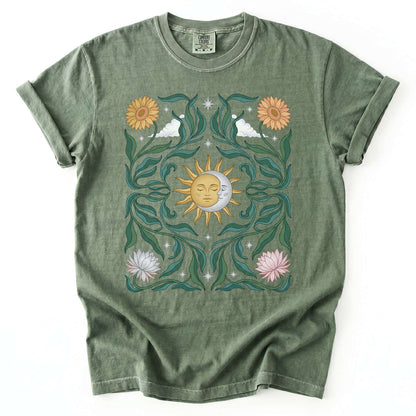 Art Nouveau Sun & Moon Vintage Washed T-Shirt