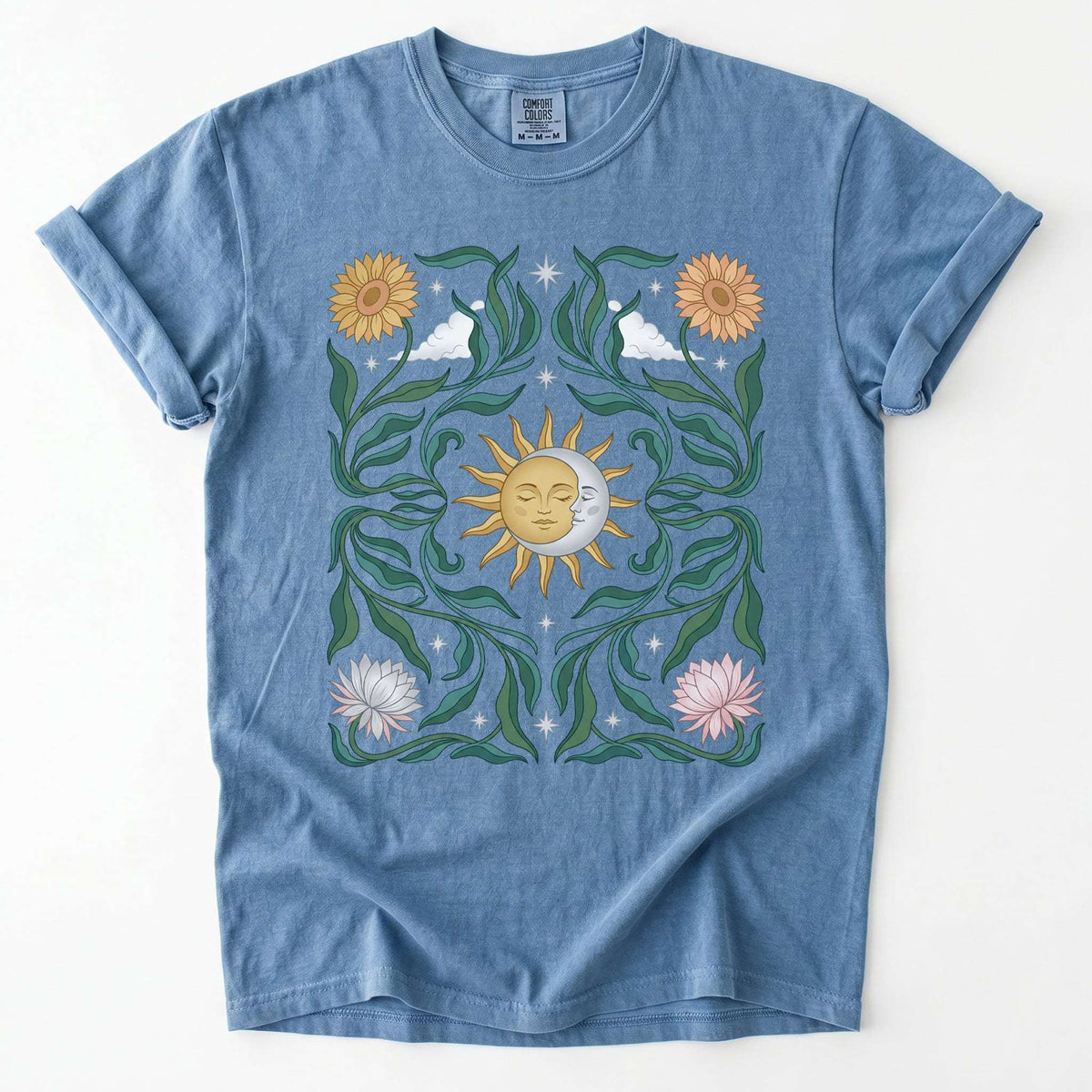 Art Nouveau Sun & Moon Vintage Washed T-Shirt