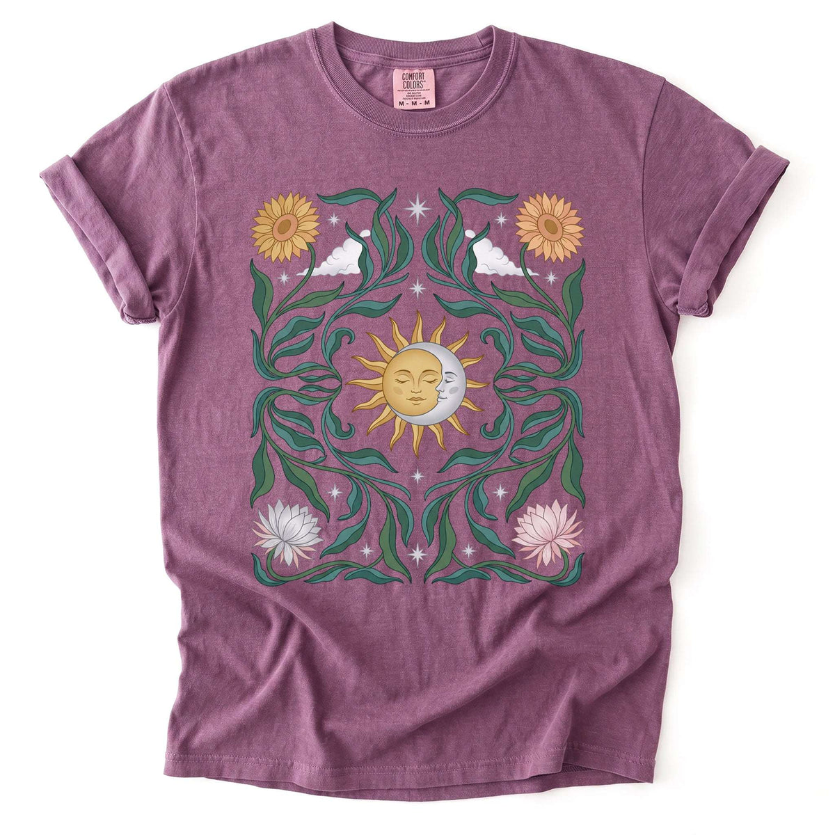 Art Nouveau Sun & Moon Vintage Washed T-Shirt