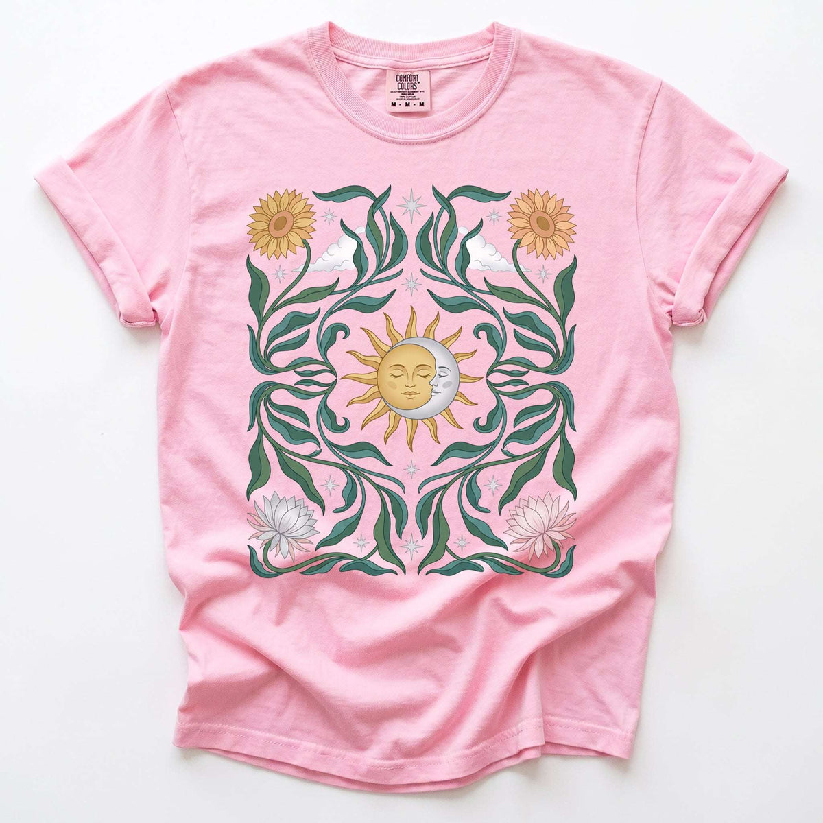 Art Nouveau Sun & Moon Vintage Washed T-Shirt
