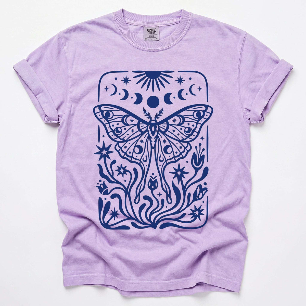 Block Print Celestial Moth Vintage Washed T-Shirt