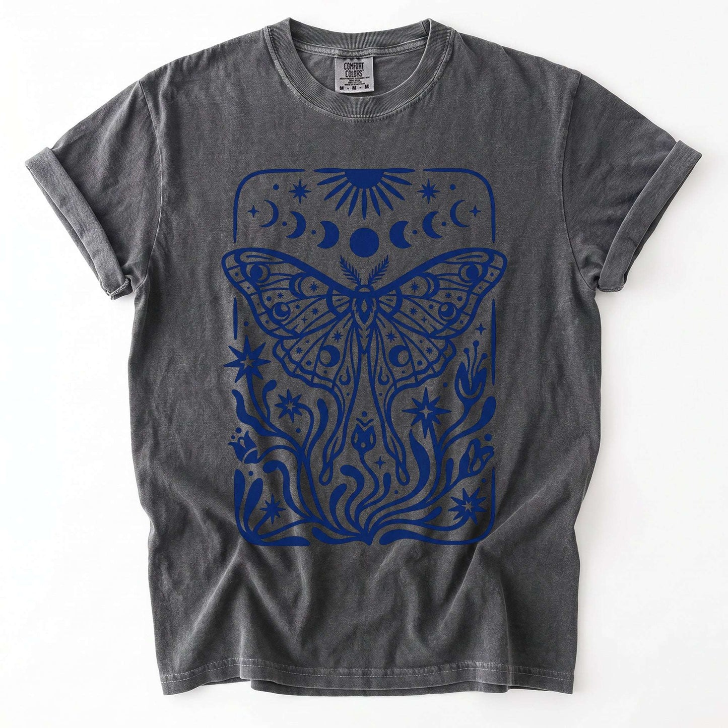 Block Print Celestial Moth Vintage Washed T-Shirt