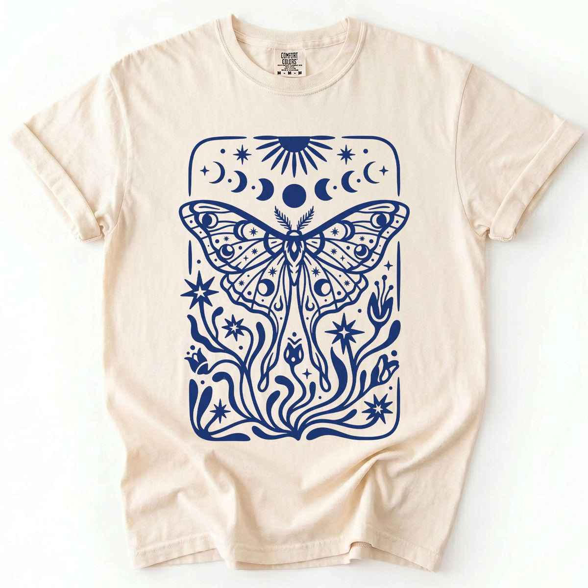 Block Print Celestial Moth Vintage Washed T-Shirt