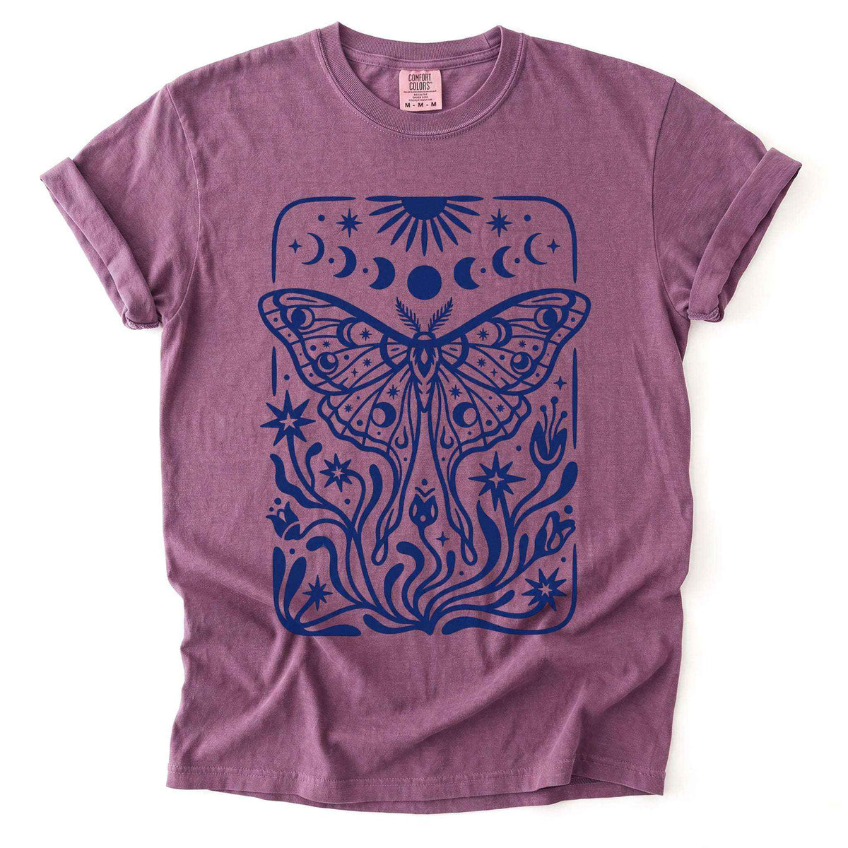 Block Print Celestial Moth Vintage Washed T-Shirt