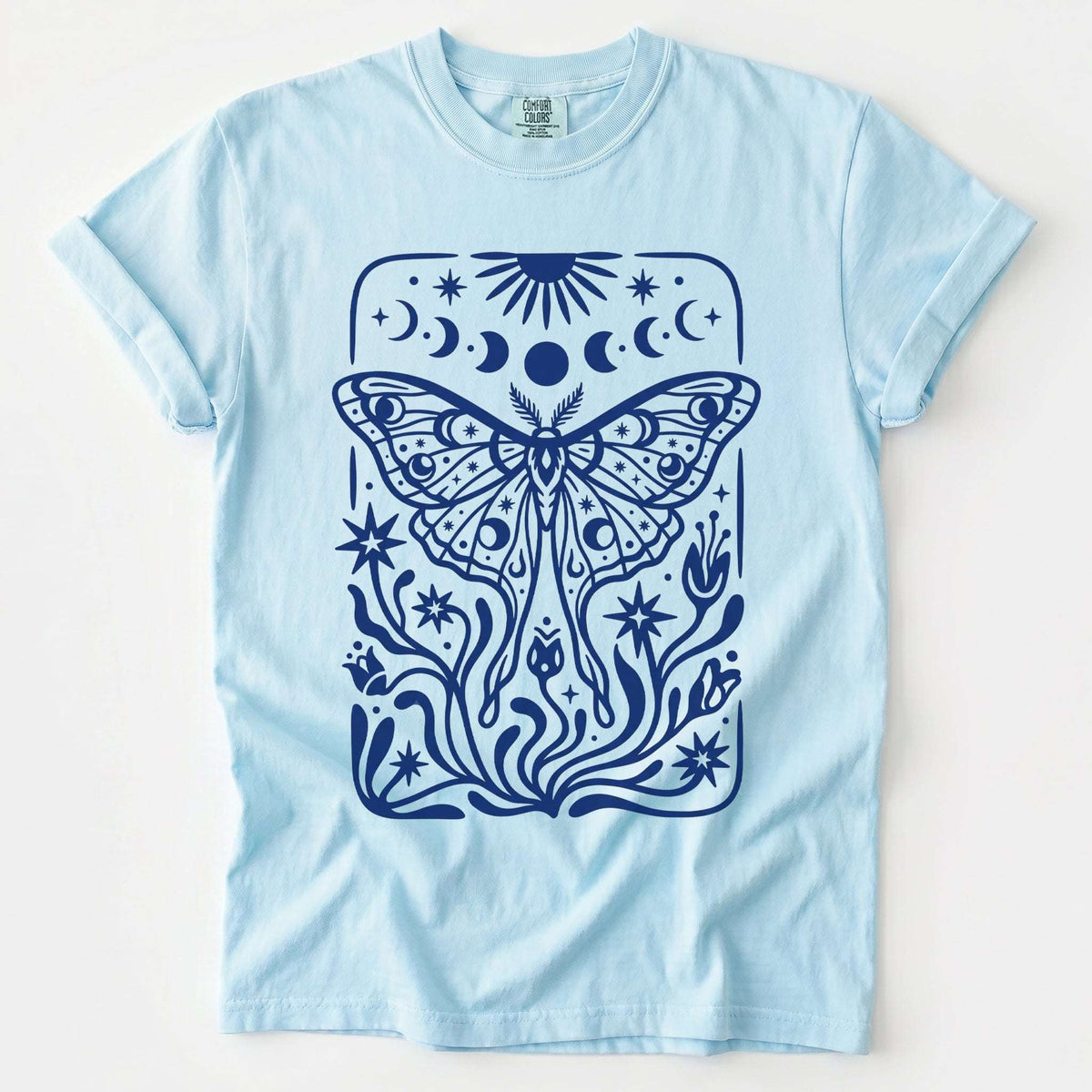 Block Print Celestial Moth Vintage Washed T-Shirt
