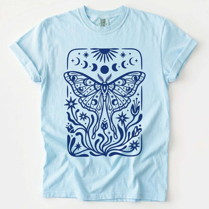 Block Print Celestial Moth Vintage Washed T-Shirt