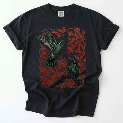 Block Print Hummingbird Vintage Washed T-Shirt