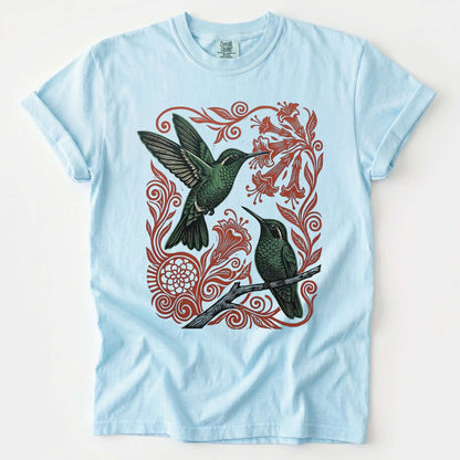 Block Print Hummingbird Vintage Washed T-Shirt