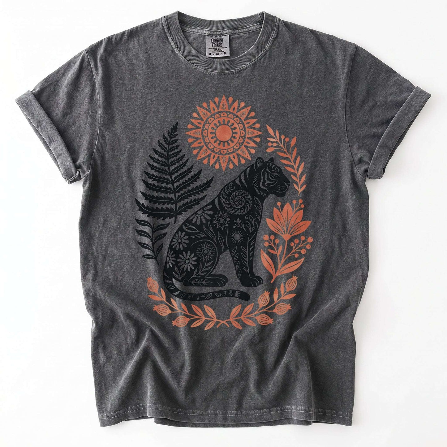 Mystical Botanical Tiger Vintage Washed T-Shirt