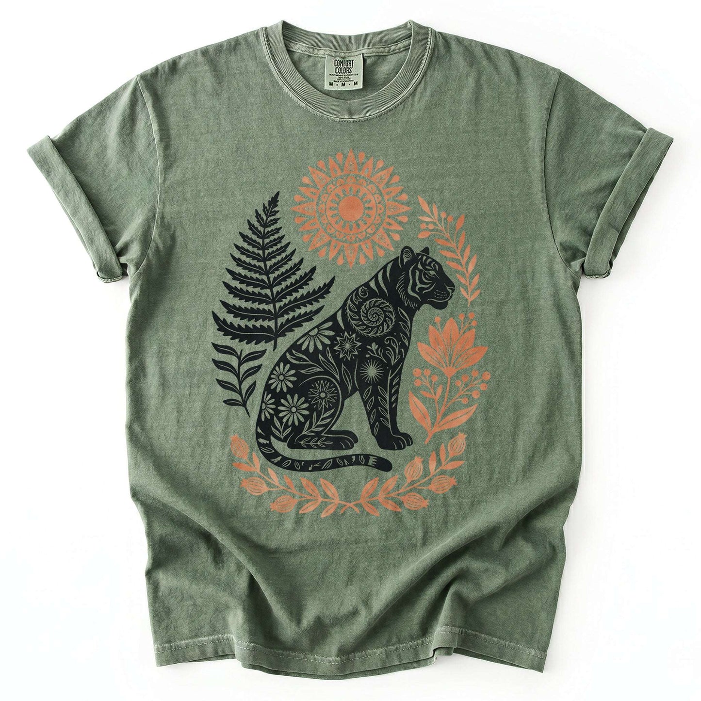 Mystical Botanical Tiger Vintage Washed T-Shirt