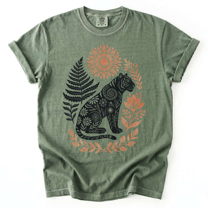 Mystical Botanical Tiger Vintage Washed T-Shirt