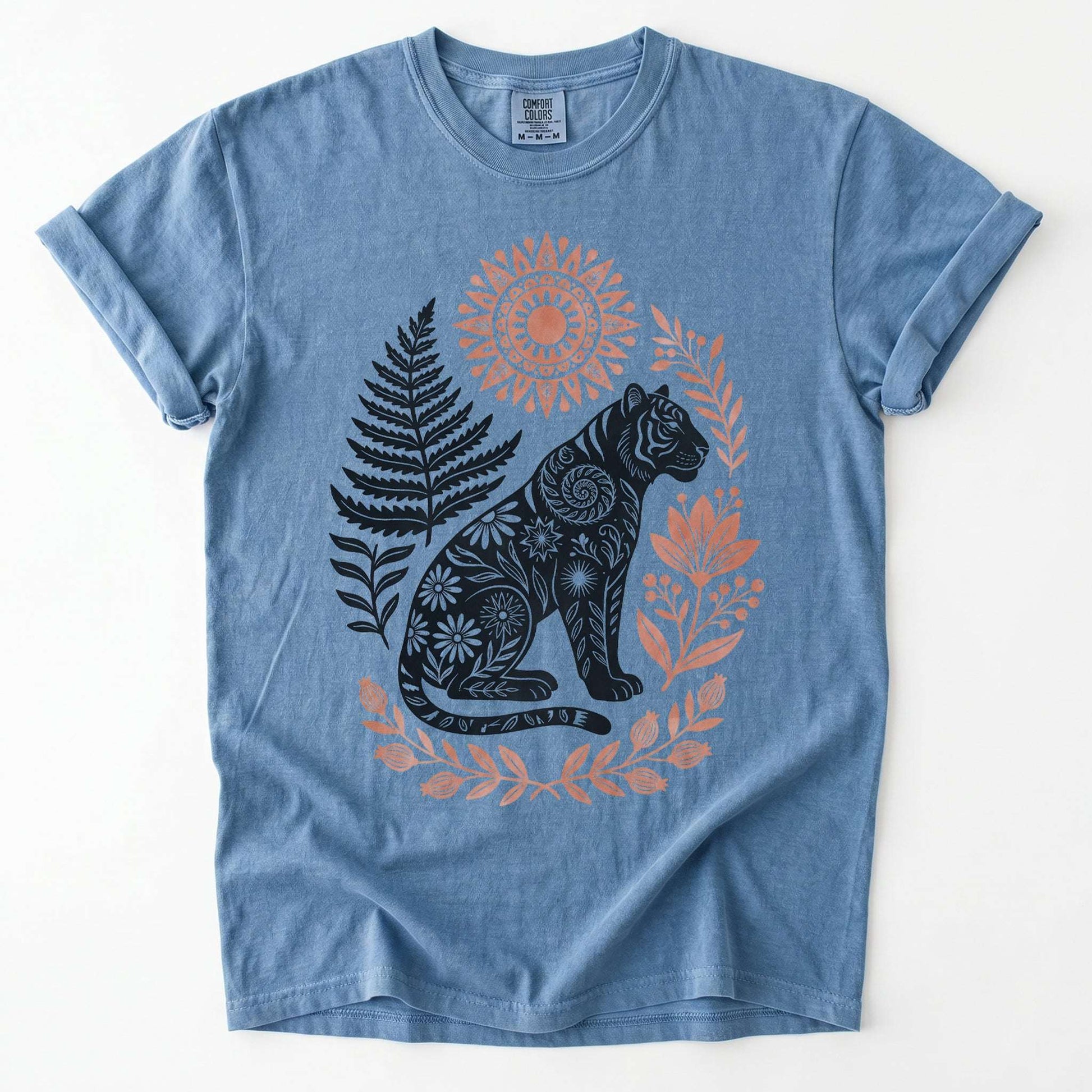 Mystical Botanical Tiger Vintage Washed T-Shirt