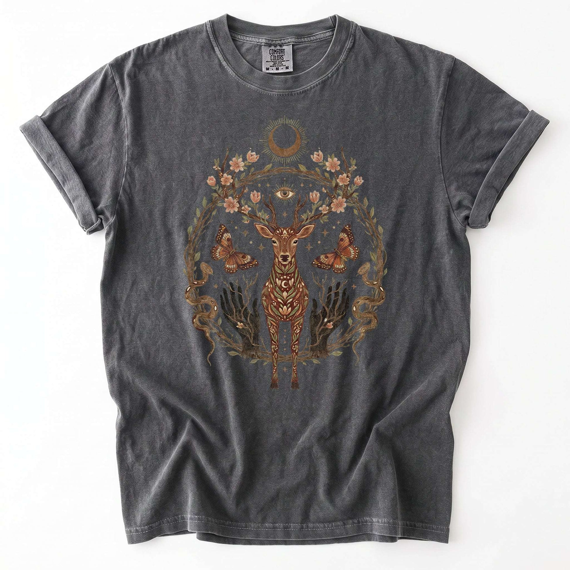 Mystical Celestial Stag Vintage Washed T-Shirt