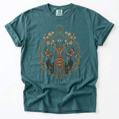 Mystical Celestial Stag Vintage Washed T-Shirt
