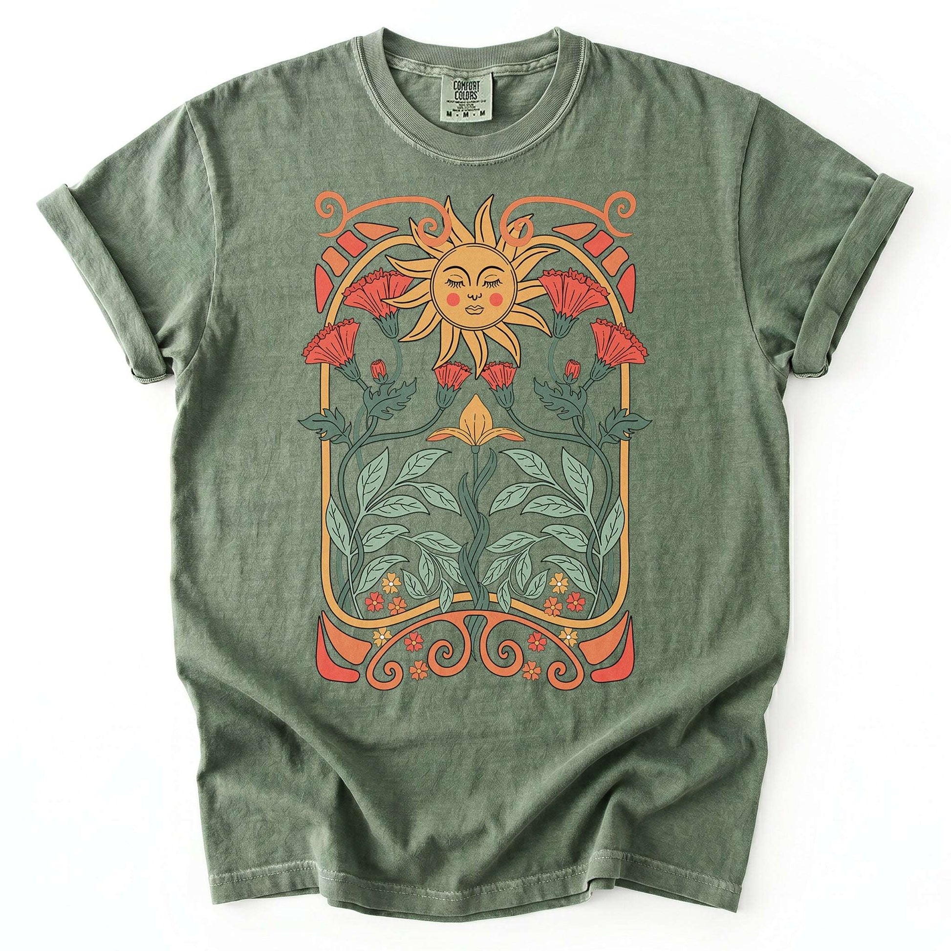 Art Nouveau Garden Vintage Washed T-Shirt