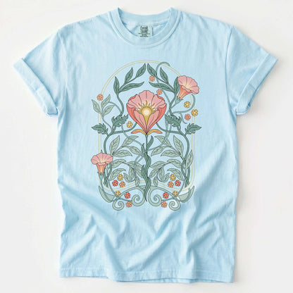 Art Nouveau Botanical Bloom Vintage Washed T-Shirt