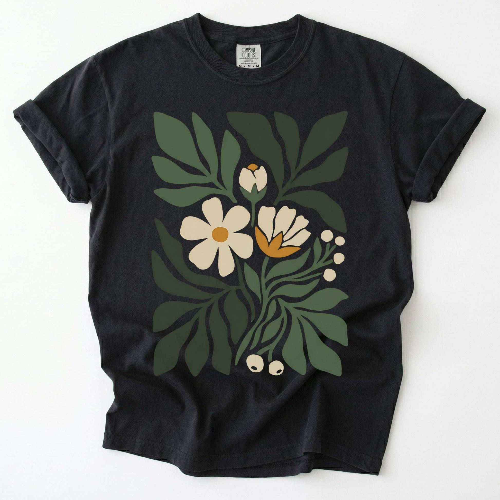 Boho Botanical Cutout Vintage Washed T-Shirt