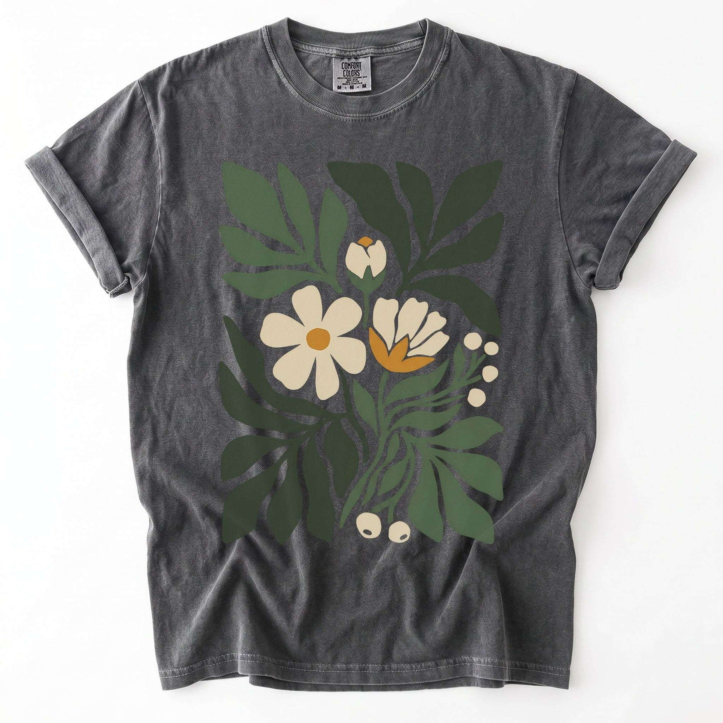 Boho Botanical Cutout Vintage Washed T-Shirt