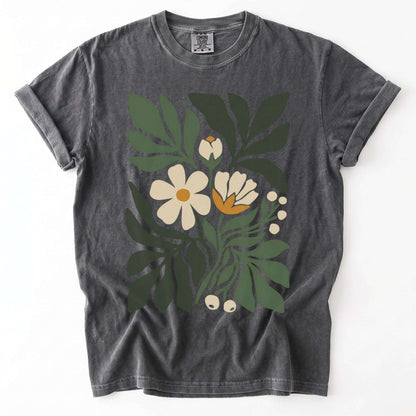 Boho Botanical Cutout Vintage Washed T-Shirt