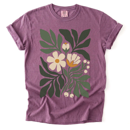 Boho Botanical Cutout Vintage Washed T-Shirt