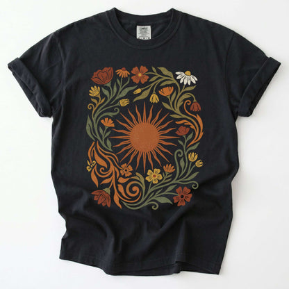 Boho Sunburst Flora Vintage Washed T-Shirt